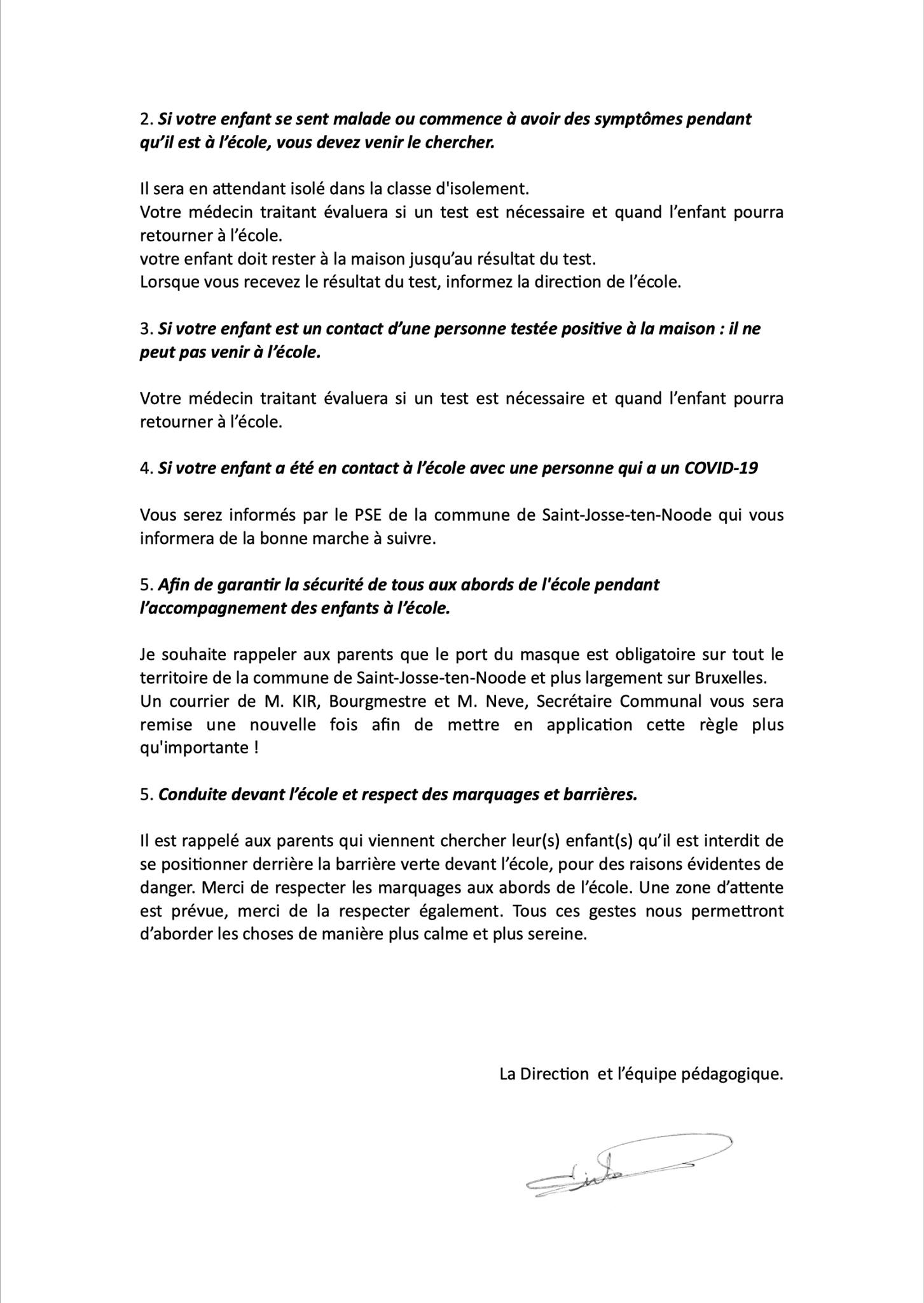 Information importante aux parents