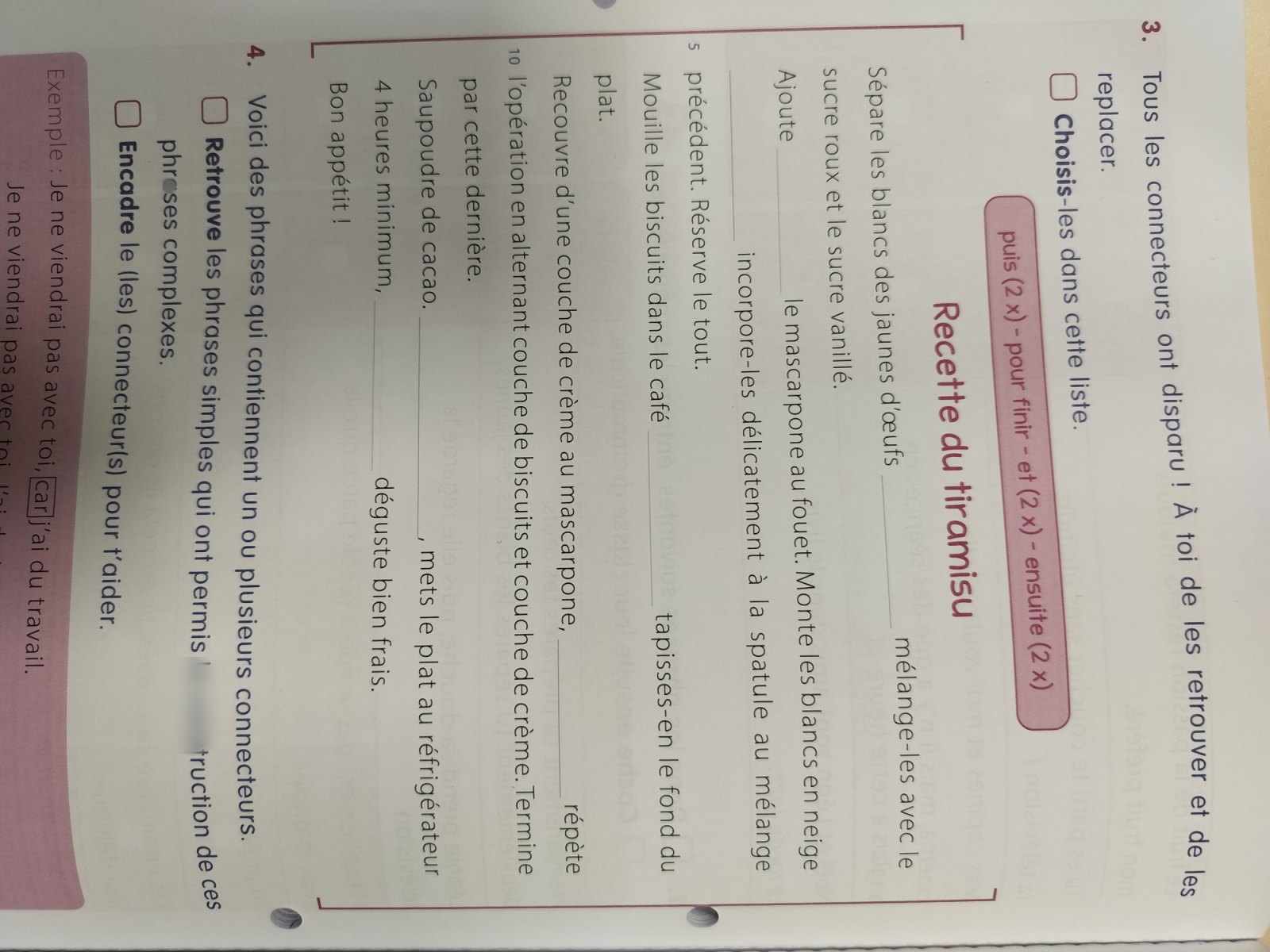 Les connecteurs dans une recette de cuisine (classe P6B)